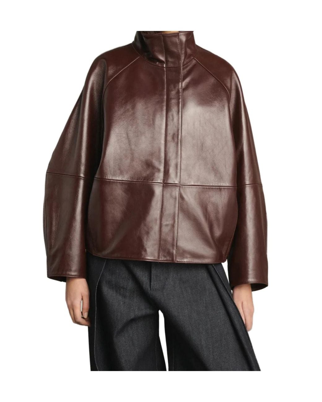 Soeur Brown Long-Sleeved Leather Jacket