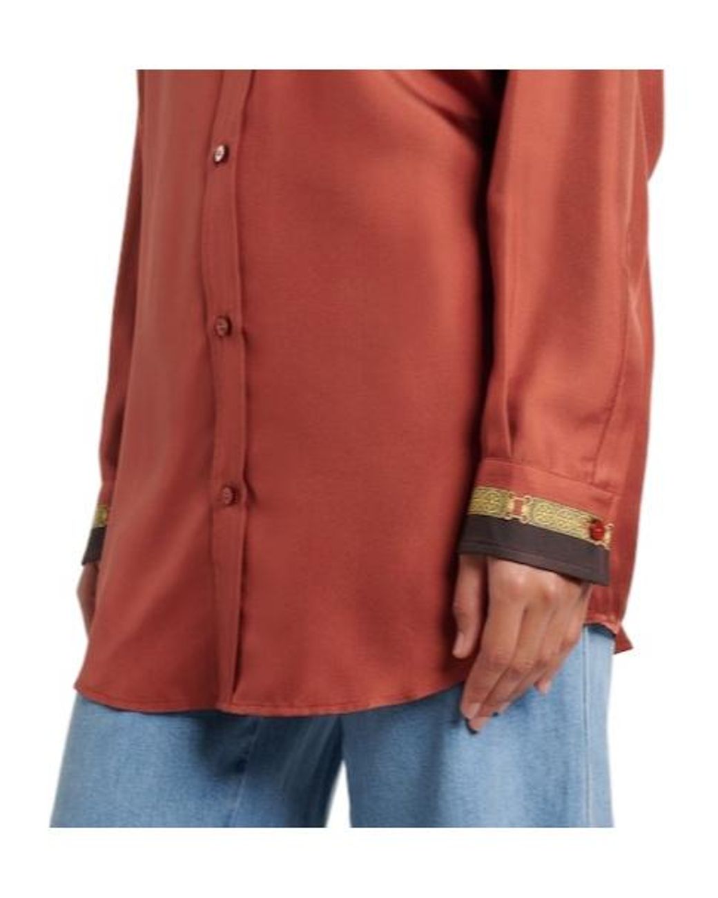 Etro Red Printed Silk Satin Shirt