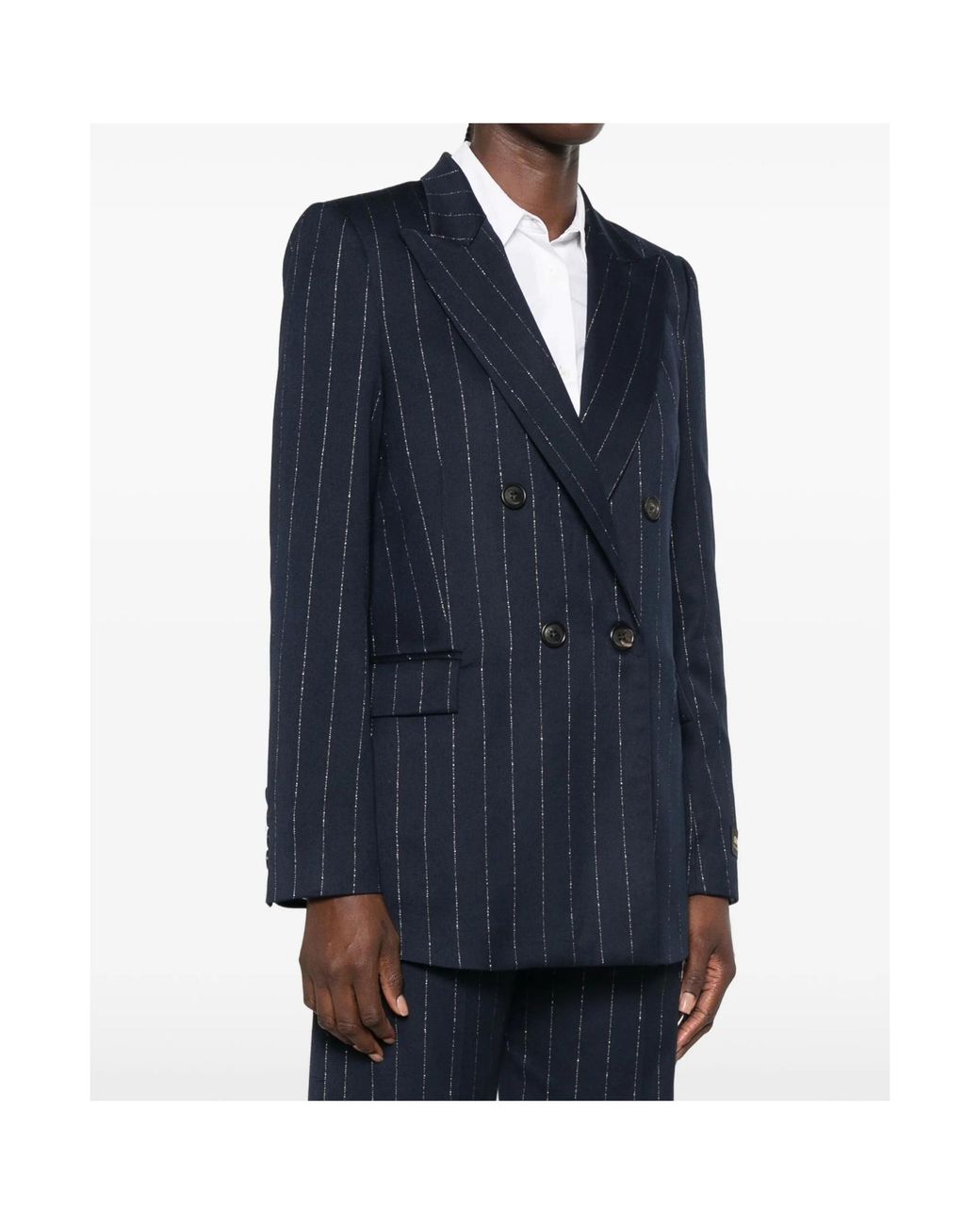 ERMANNO FIRENZE Blue Pinstriped Double-Breasted Blazer