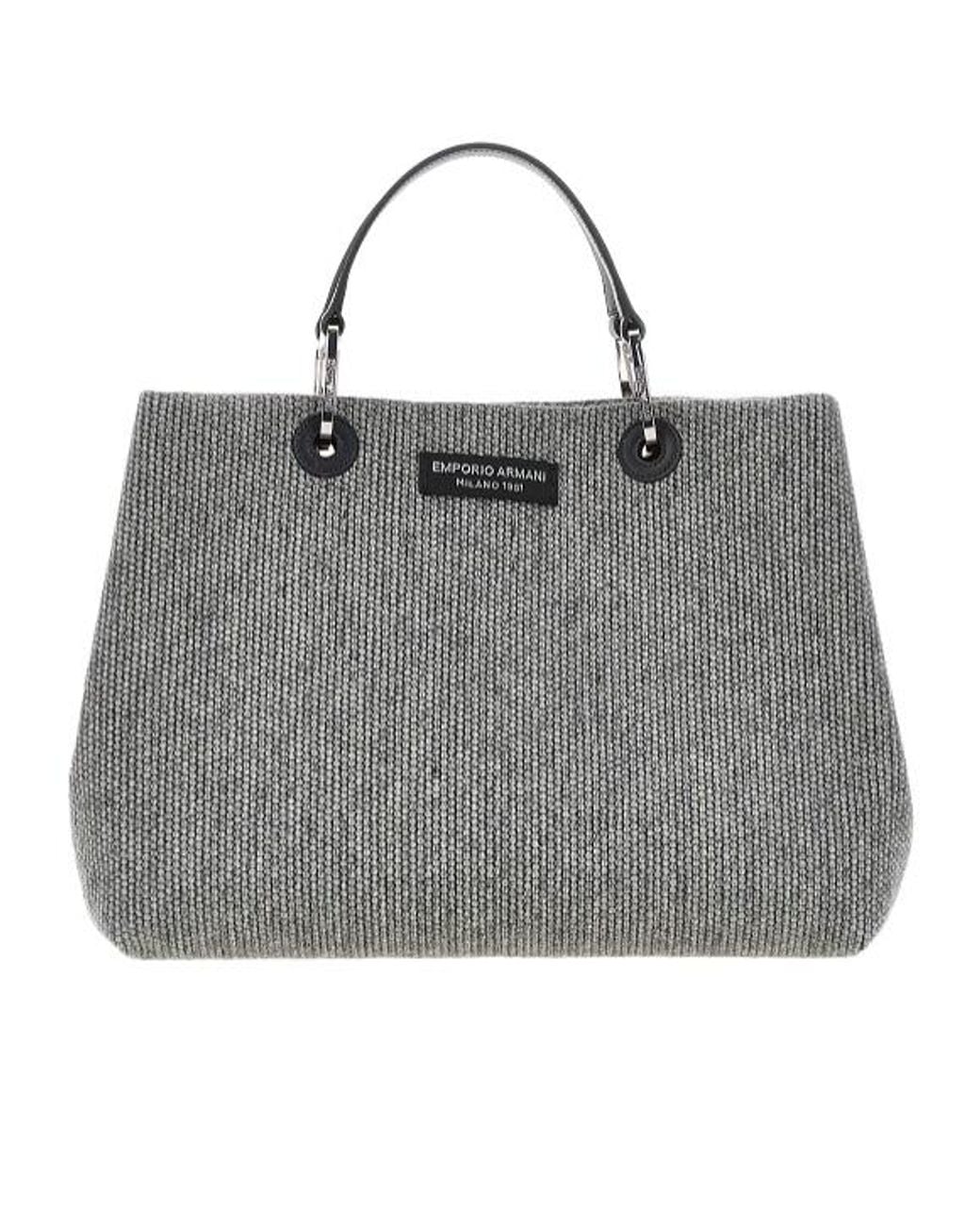 Emporio Armani Gray Logo-Patch Tote Bag