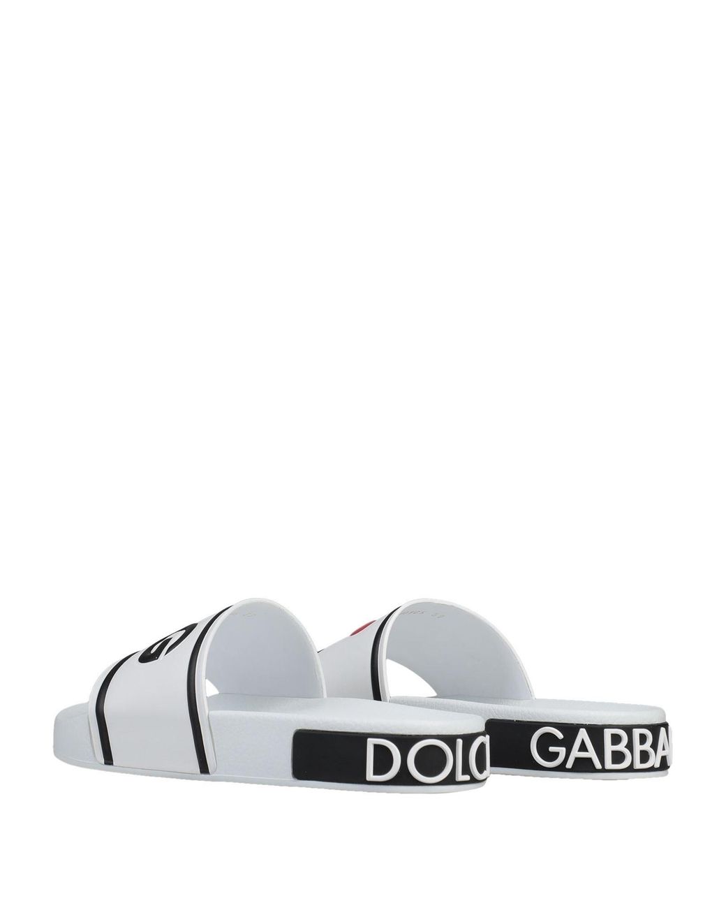 Dolce & Gabbana White Letter Print Sandals