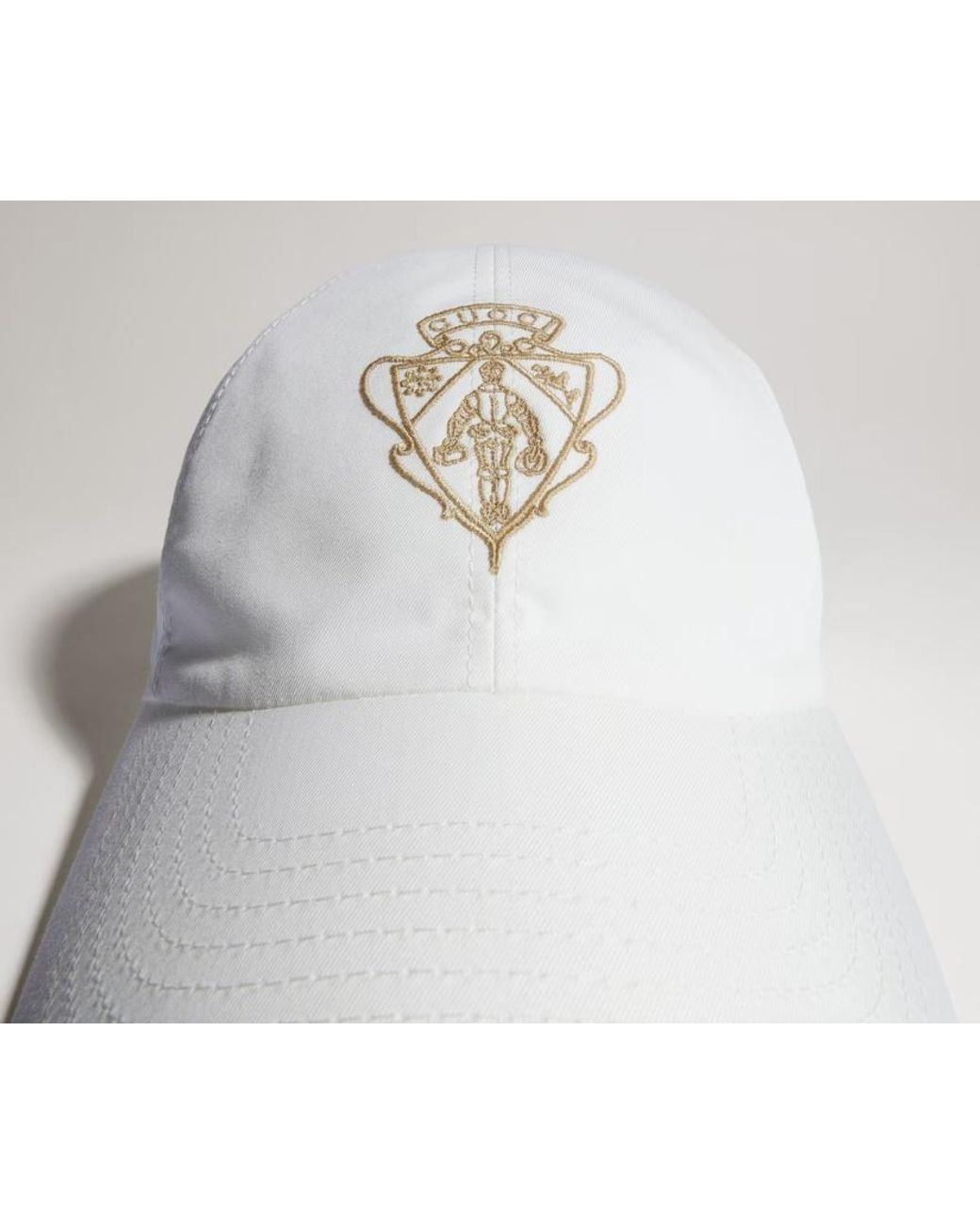 Gucci White Cotton Baseball Hat With Embroidery for men