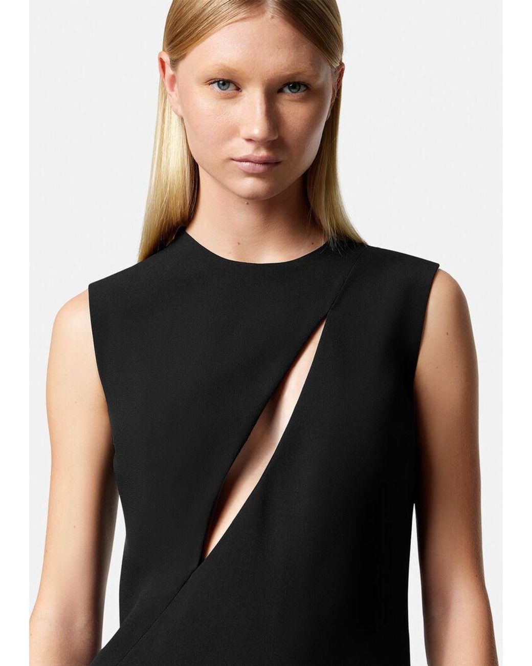 Versace Black Cut-Out Sleeveless Midi Dress