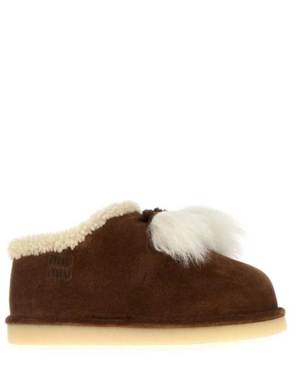 Miu Miu Brown Round-Toe Flat Shoes