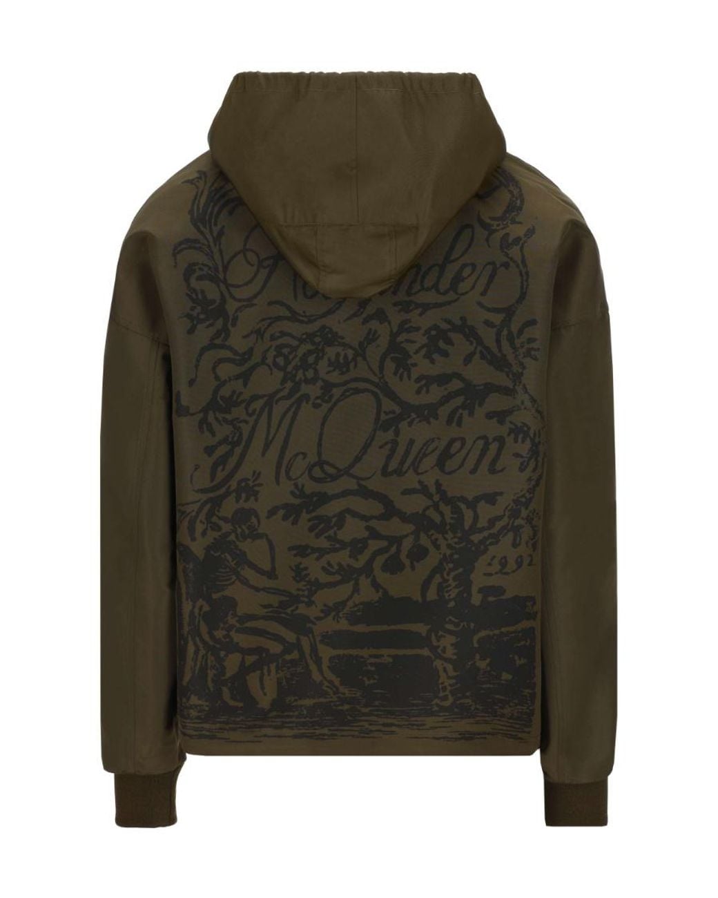 McQueen Green Zipped Hooded Jacket for men