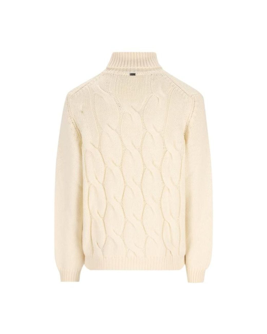 Herno Natural Cable-Knit Turtleneck Knitted Sweater for men