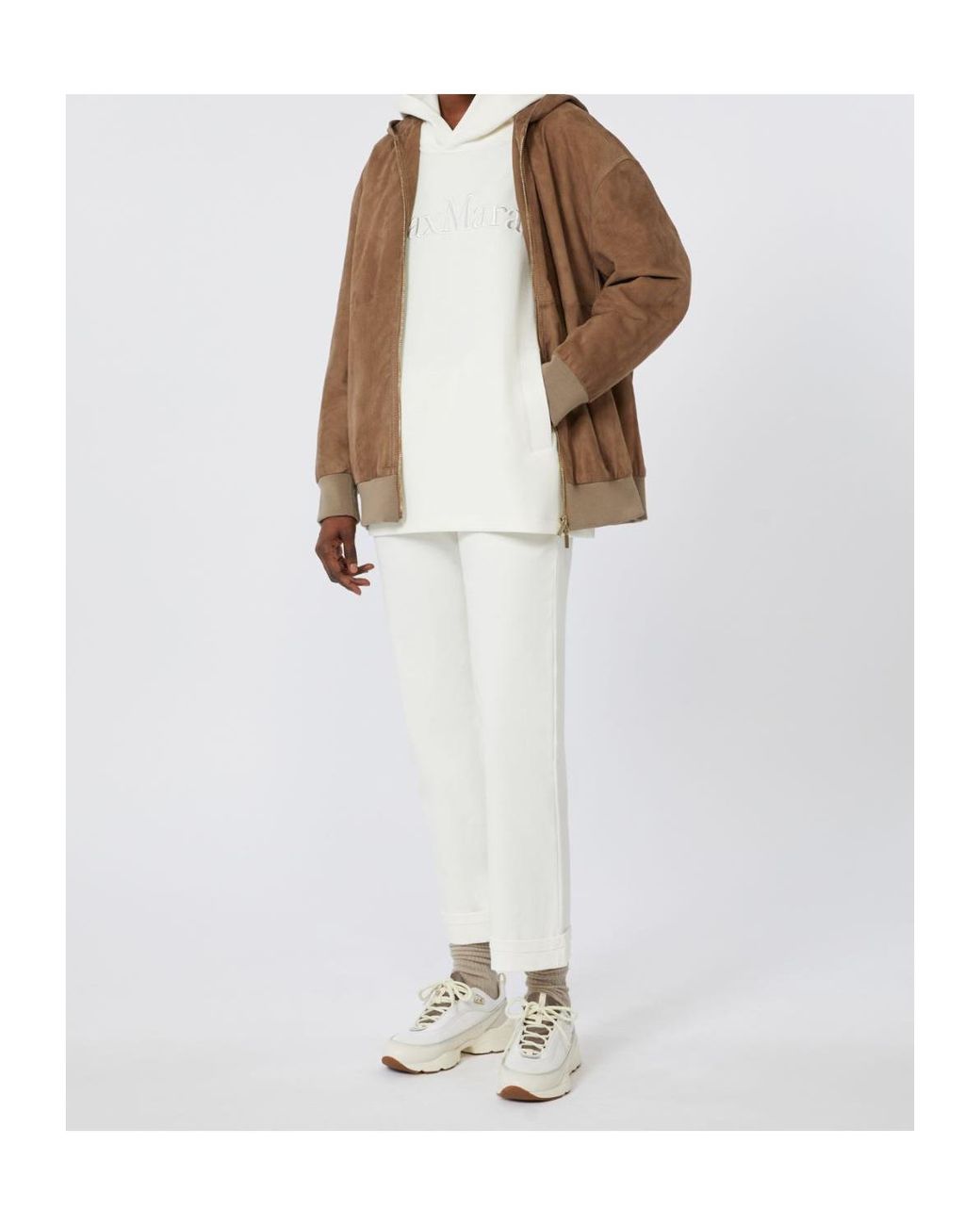Max Mara White Visiera Logo Embroidered Hoodie