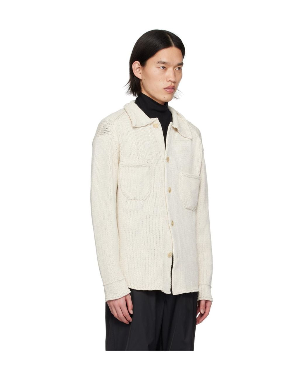 Auralee White Long-Sleeve Cotton Cardigan for men