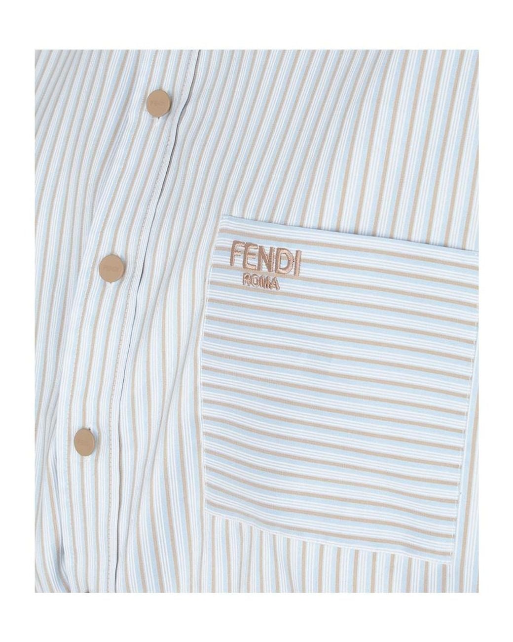 Fendi Blue Light Cotton And Silk Shirt