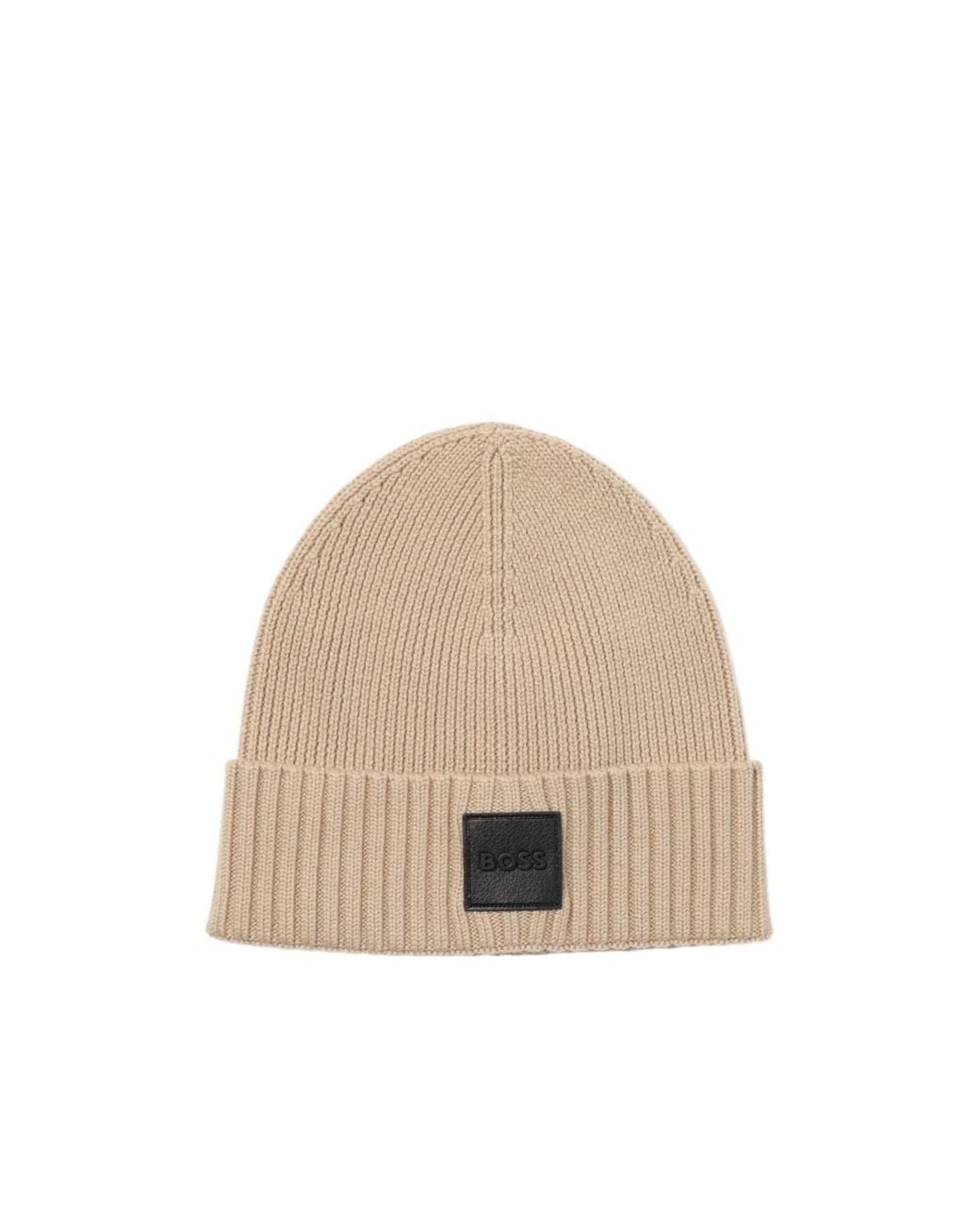 Boss Natural Nearless Knitted Hat for men