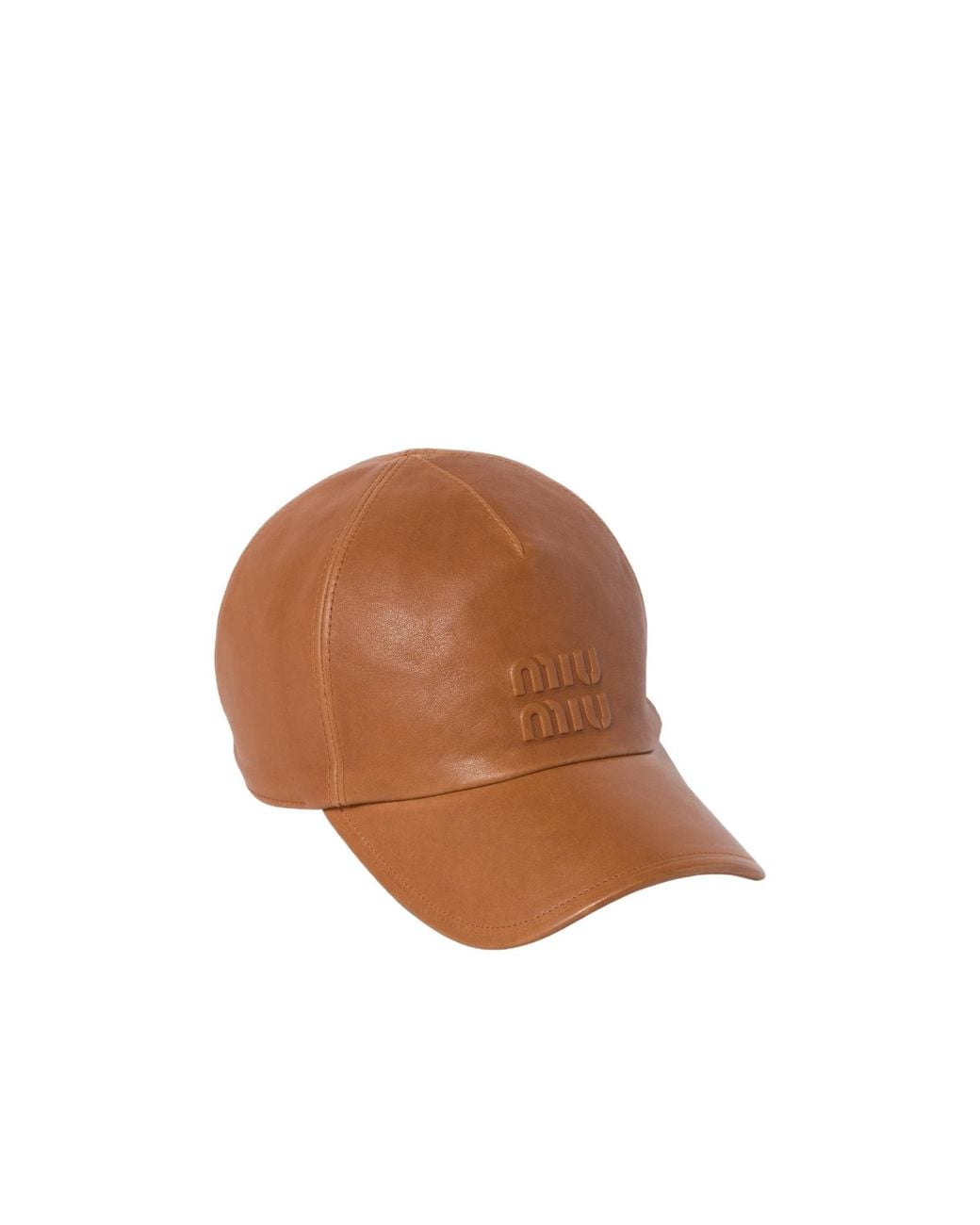 Miu Miu Brown Logo-Debossed Curved Peak Baseball Cap