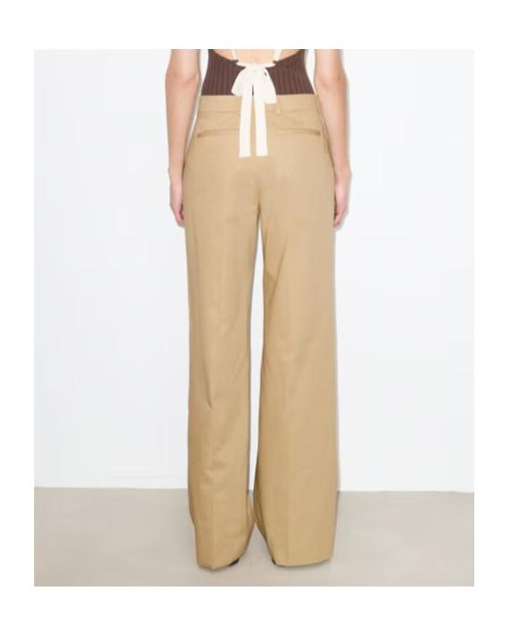Tory Burch Natural Belted Wide-Leg Pants