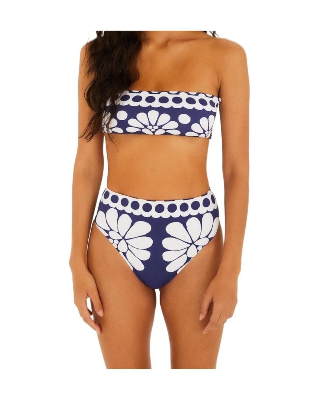 Farm Rio Blue Palermo Strapless Bikini Top