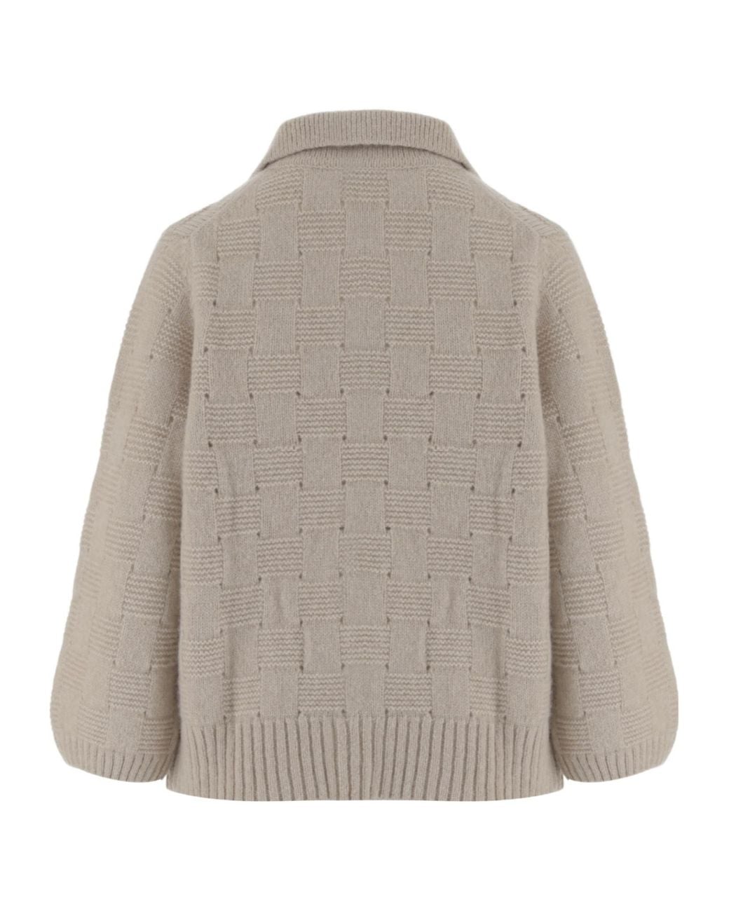 Allude Brown Textured Knit Cardigan