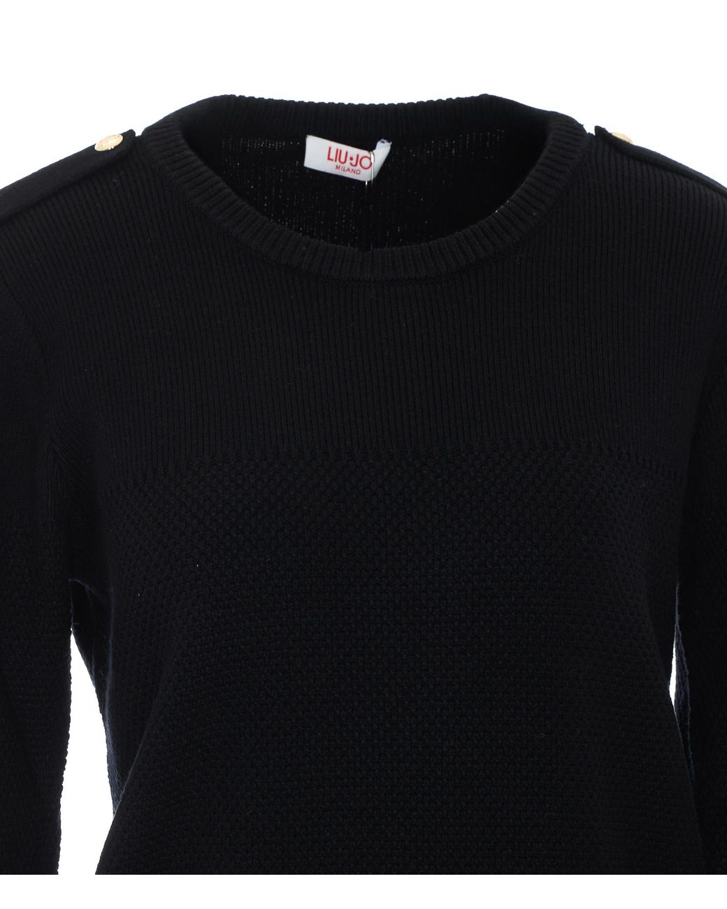 Liu Jo Blue Button-Shoulder Knitted Sweater