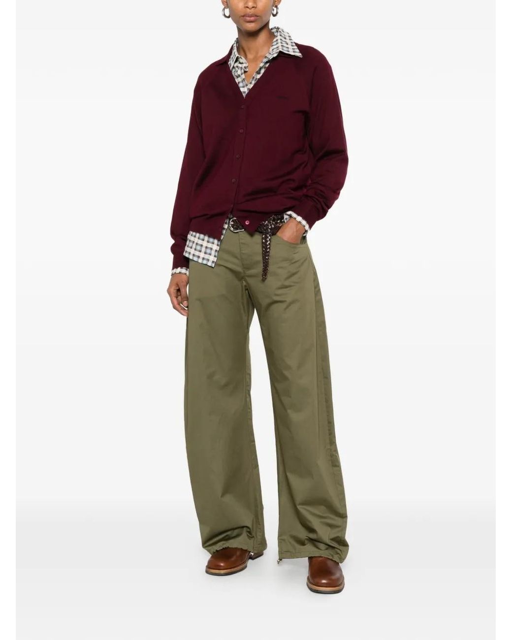 Miu Miu Purple Long-Sleeved Button-Up Cardigan