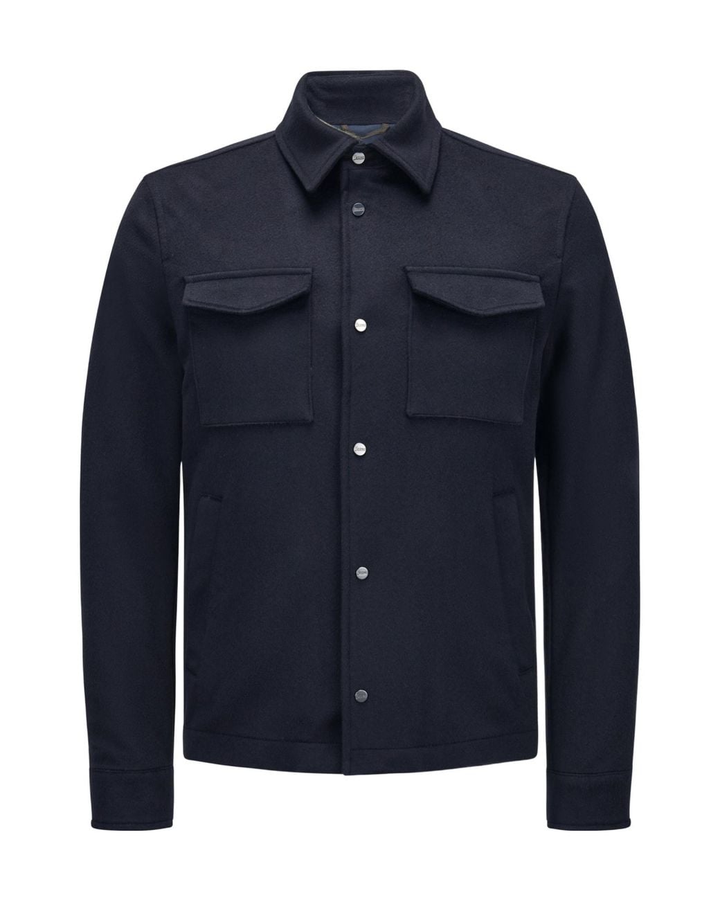 Herno Blue Snap-Button Overshirt Jacket for men