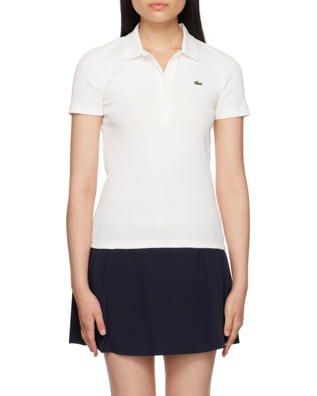 Lacoste White Slim Ribbed Polo Shirt