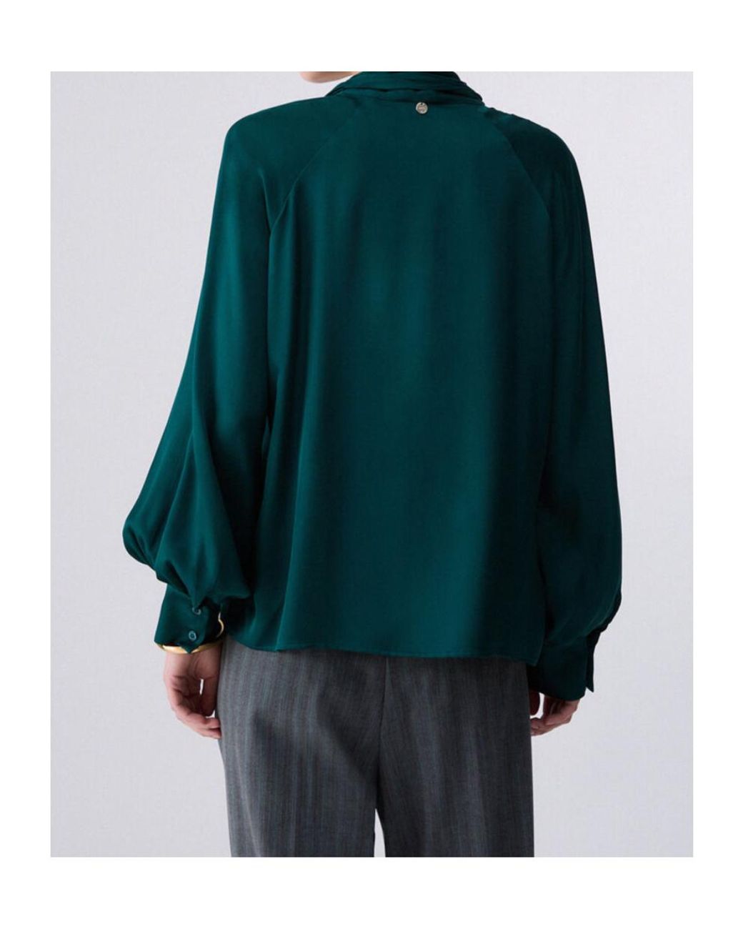 Liu Jo Green Pussy-Bow Raglan-Sleeve Blouse