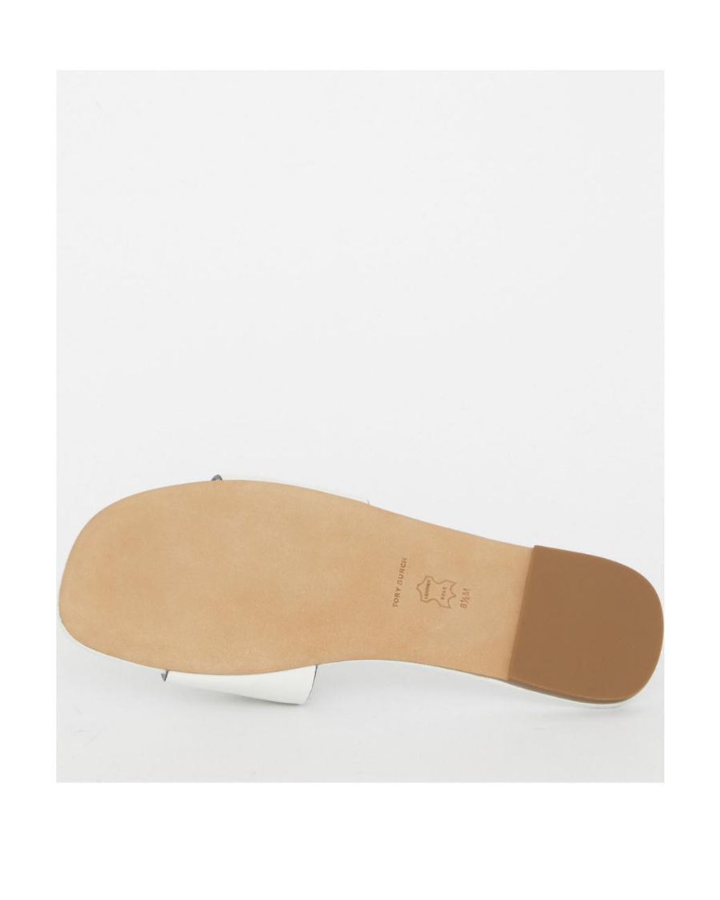 Tory Burch White Logo Patch Slip-On Sandals