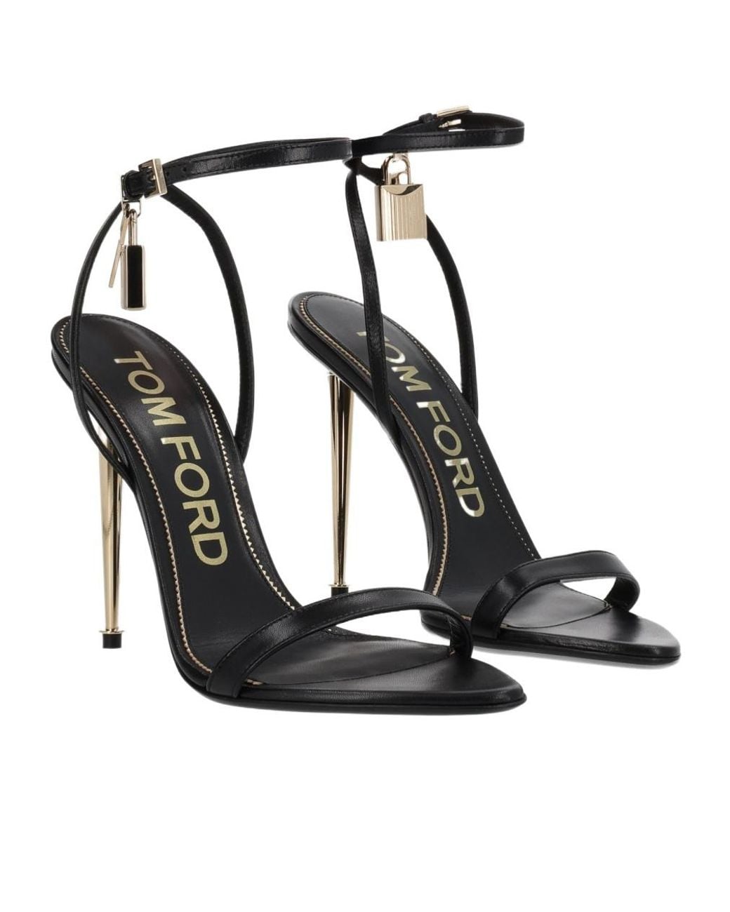 Tom Ford Black Padlock Pointy Naked Sandals