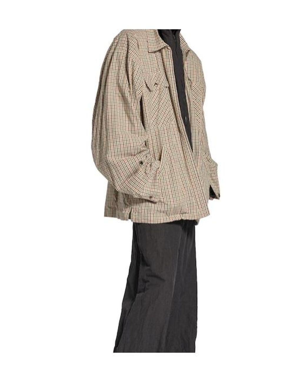 Balenciaga Gray Checked Zipped Shirt for men