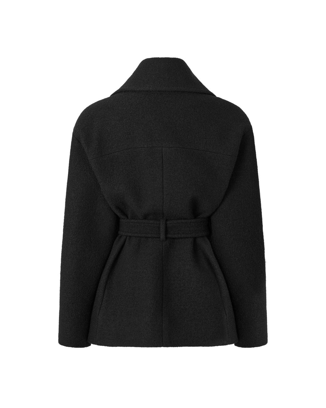 Balmain Black Short Wool Wrap Coat