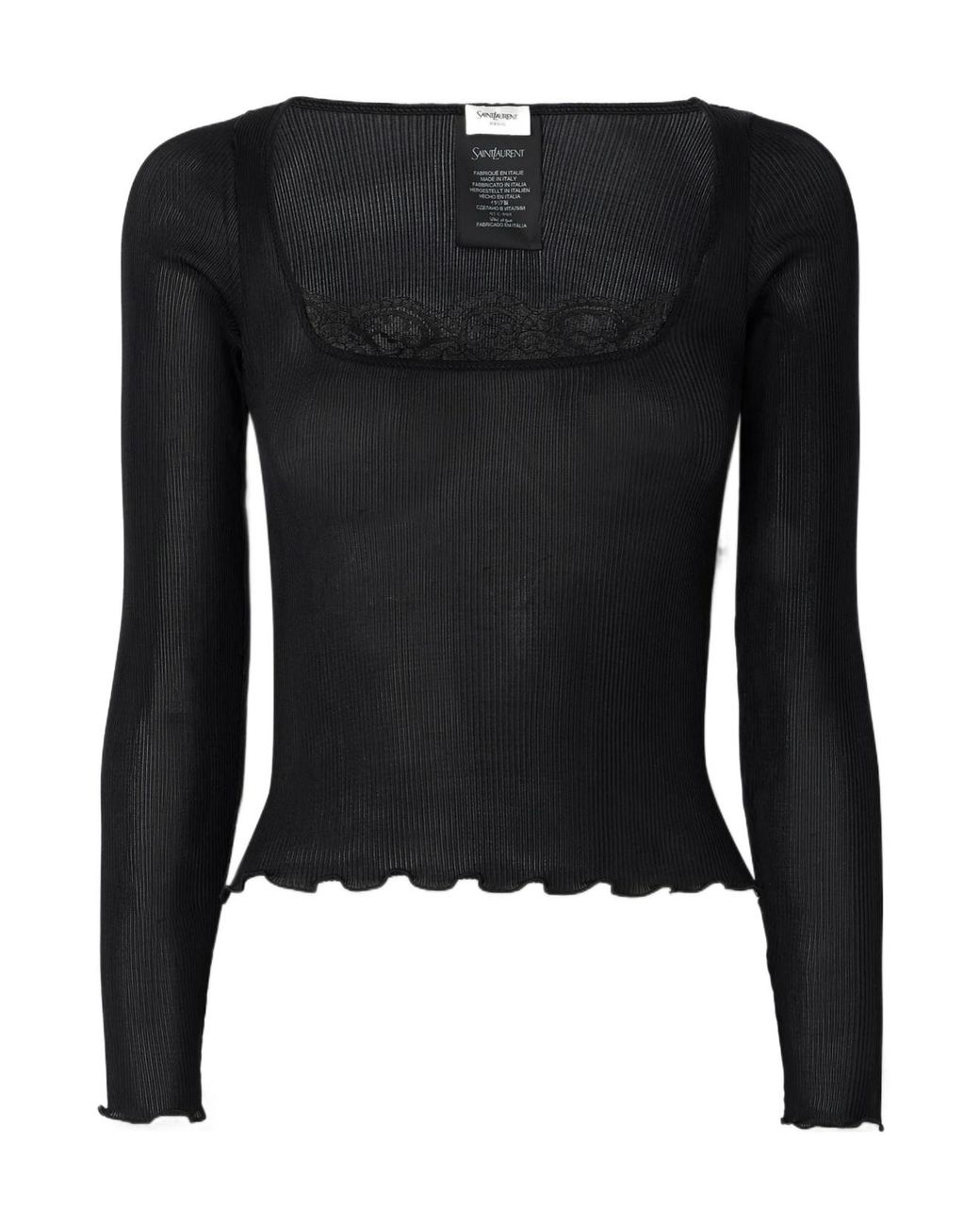 Saint Laurent Black Long-Sleeved Top