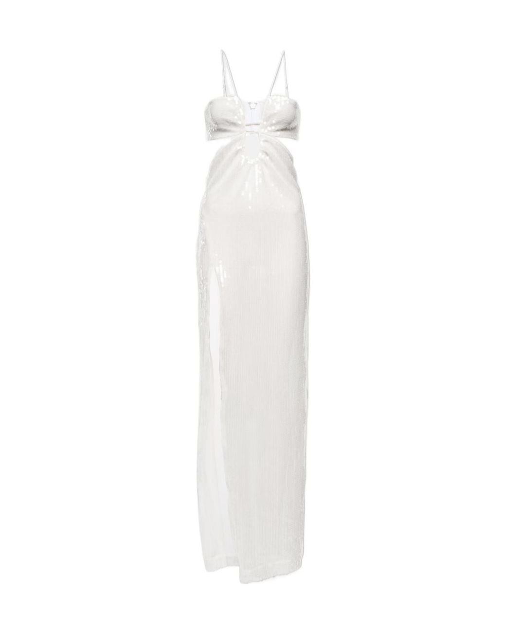 Nensi Dojaka White Bridal Sequined Tulle Gown