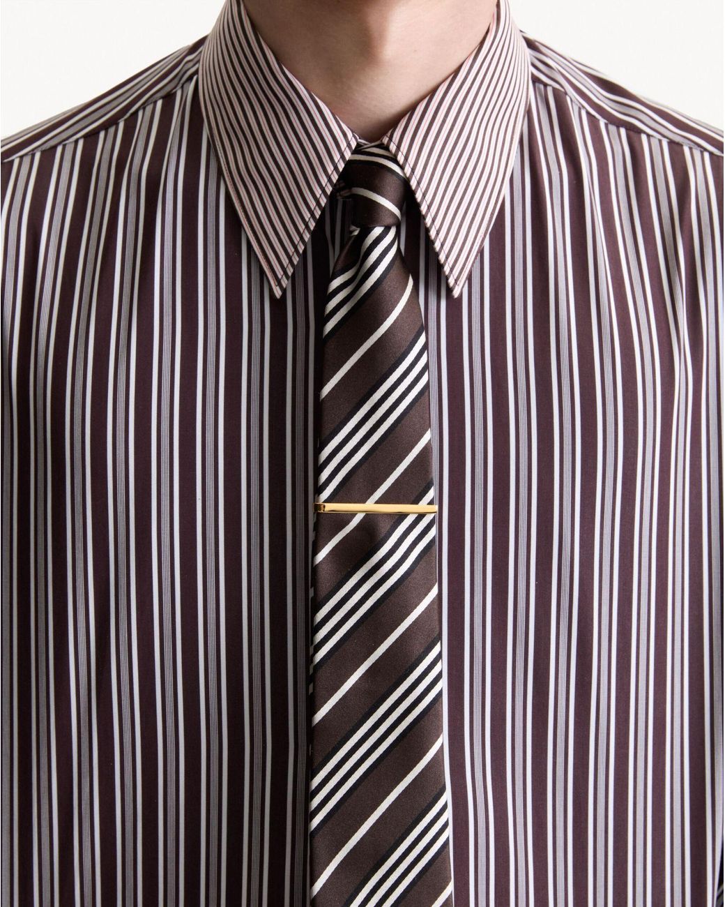 Saint Laurent White Striped Tie for men