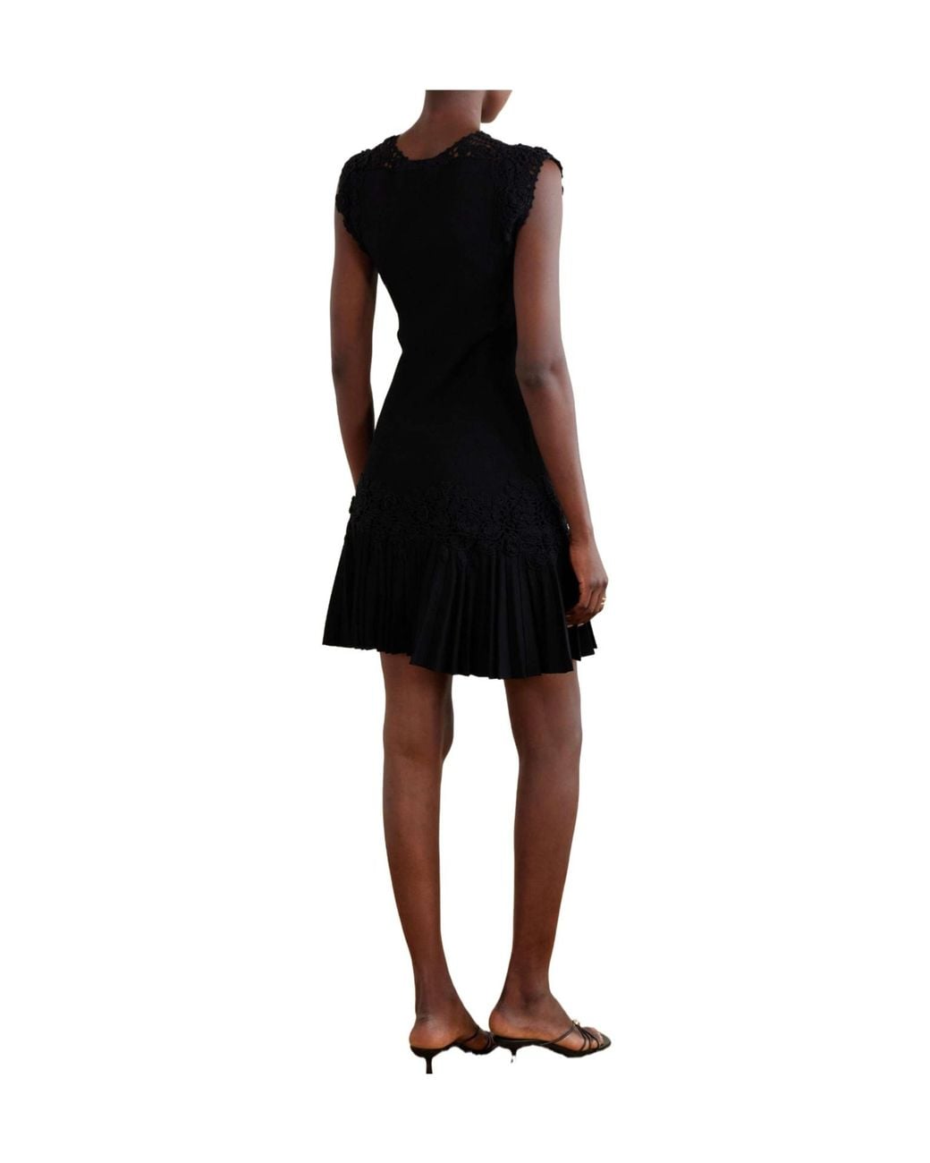 Ulla Johnson Black Crochet-Trimmed Ribbed Mini Dress