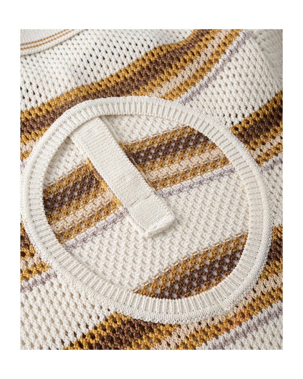 Amiri Natural Striped Crochet Knitted Dress