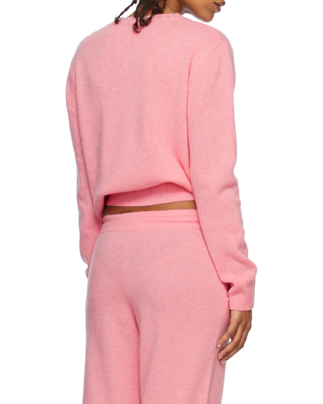 Sporty & Rich Pink Logo-Embroidered Crewneck Jumper