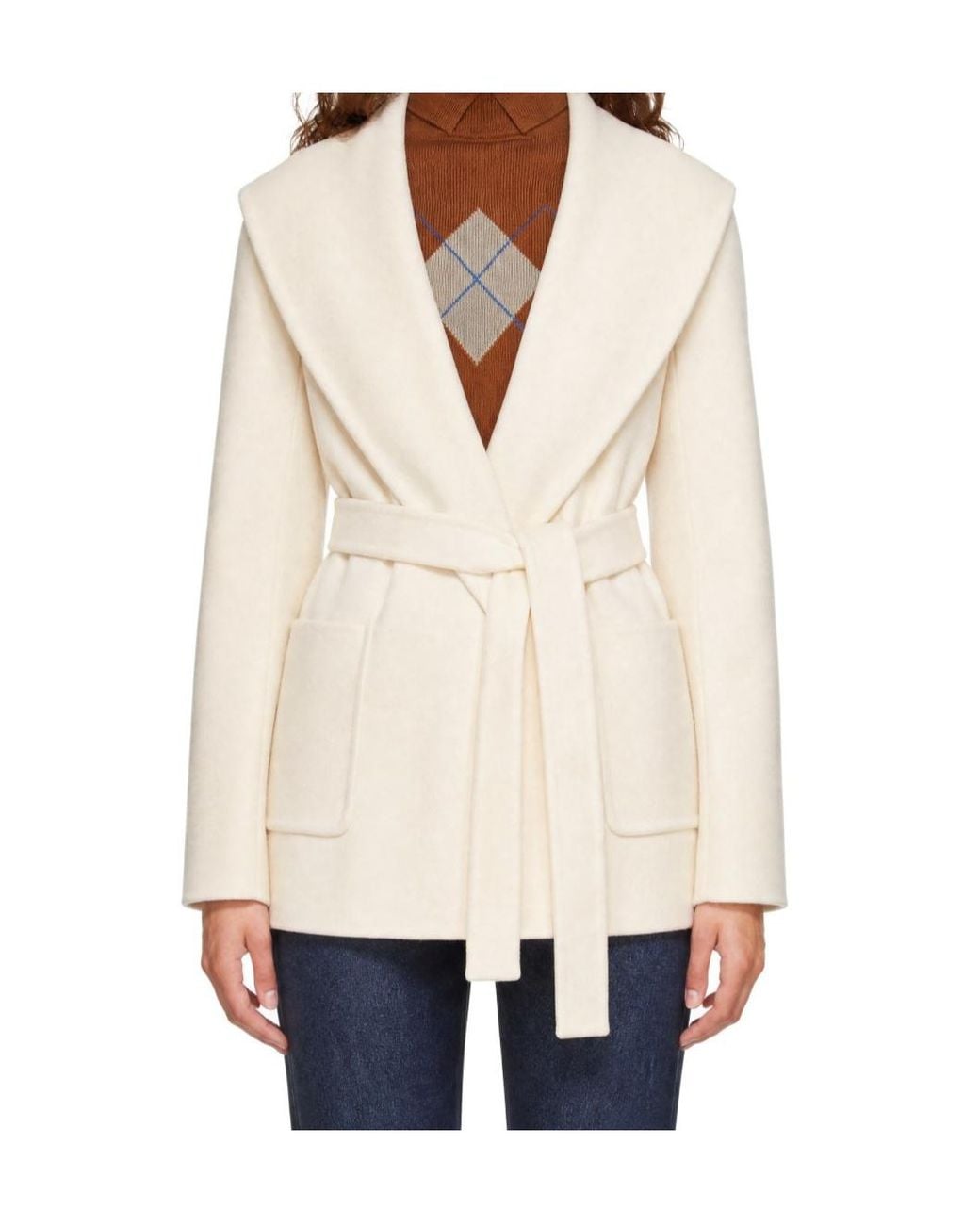 Mackage White Belted Hooded Coat