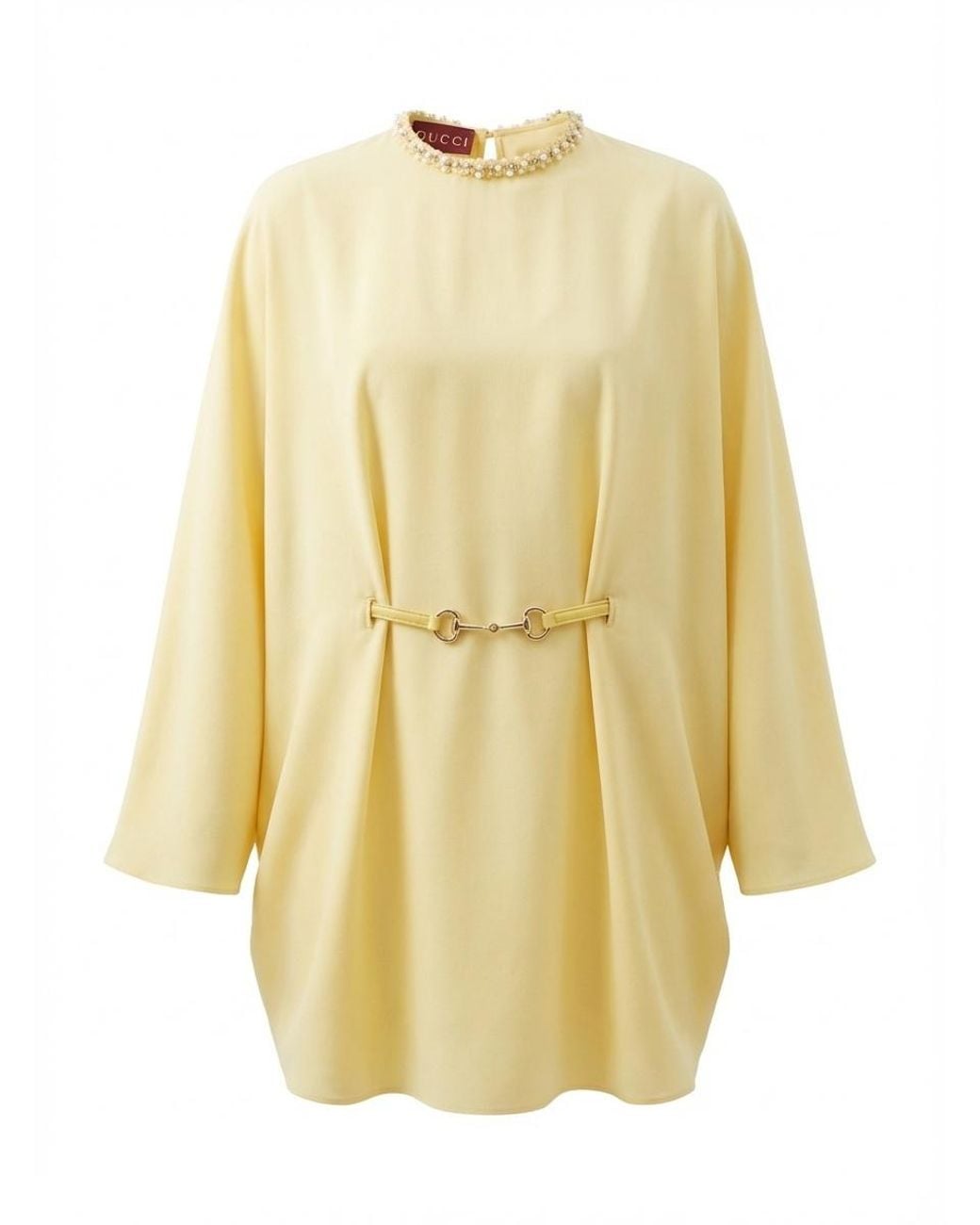 Gucci Cady Horsebit Belt Dress in Natural | Lyst