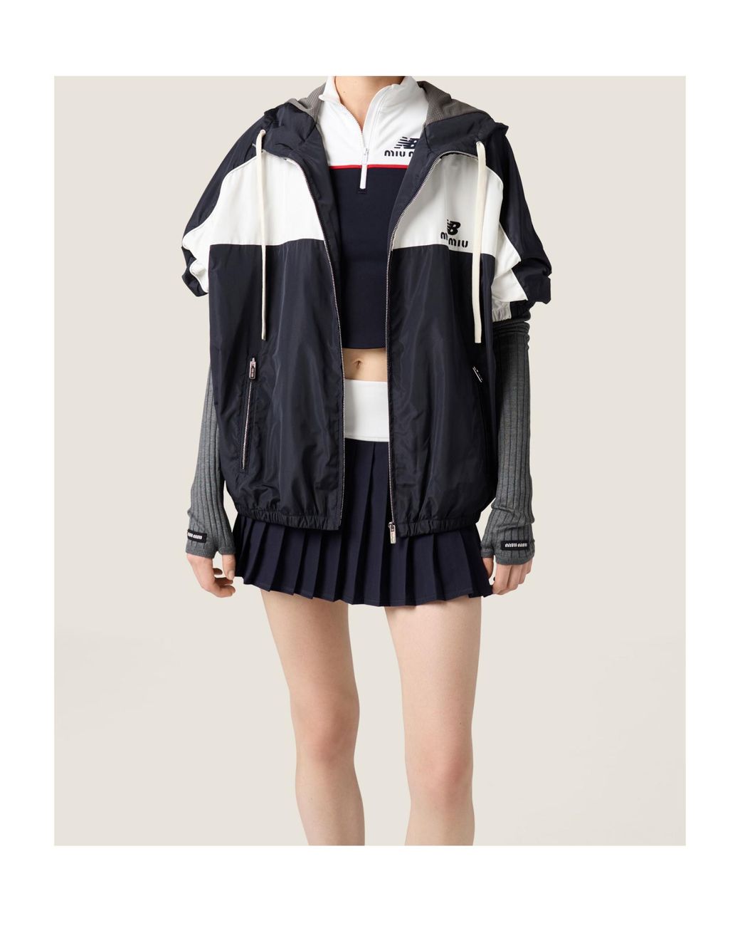 Miu Miu Black Technical Poplin Hoodie Jacket