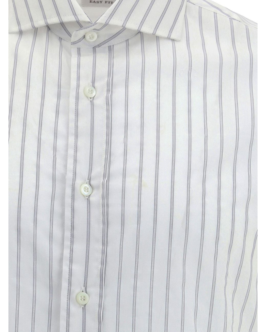 Brunello Cucinelli White Striped Button-Up Shirt for men