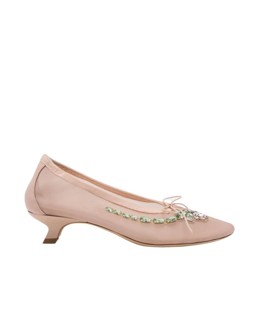 Simone Rocha Pink Mesh Embellished Ballerina Heel Pumps