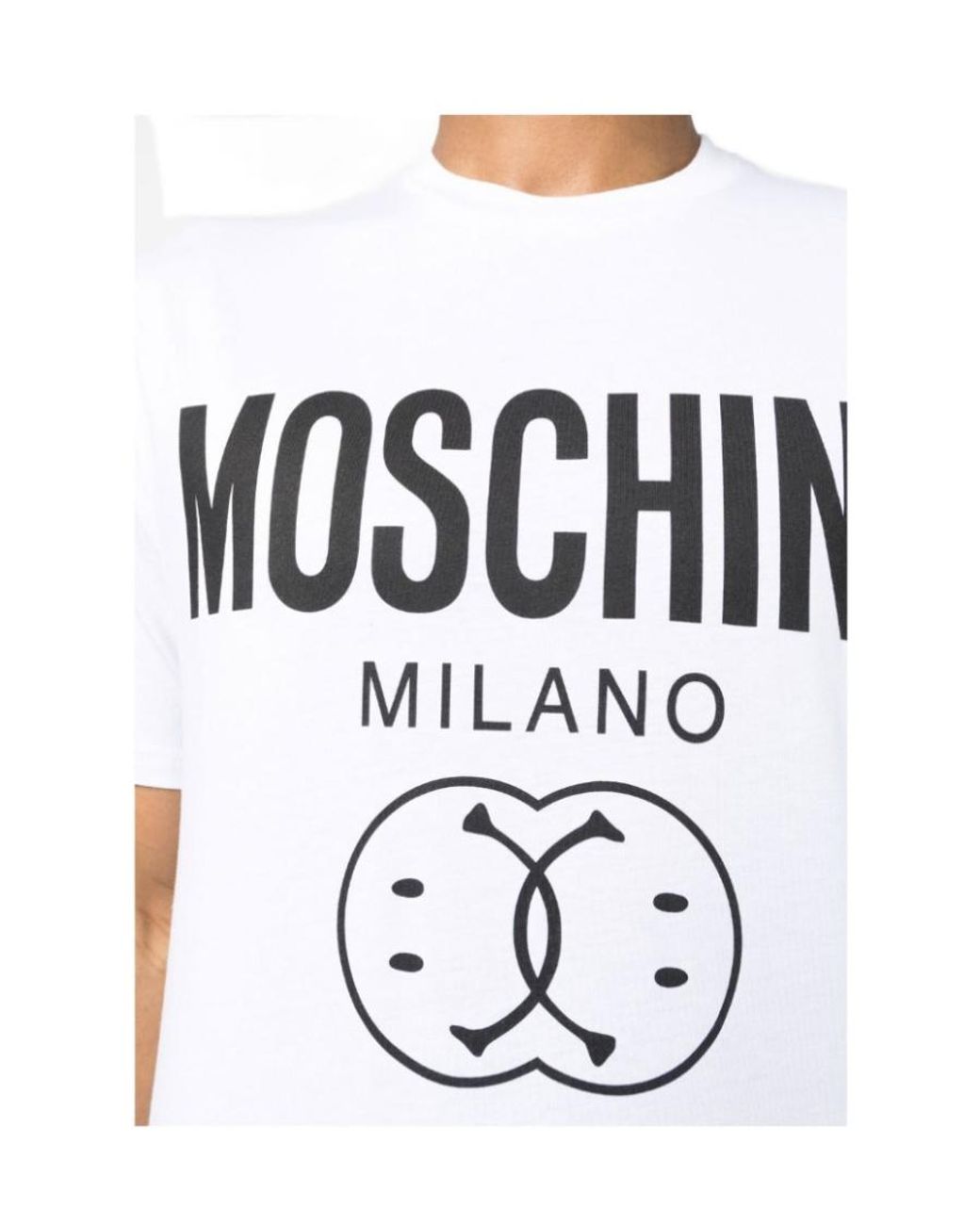 Moschino White Logo Printed Crewneck T-Shirt for men