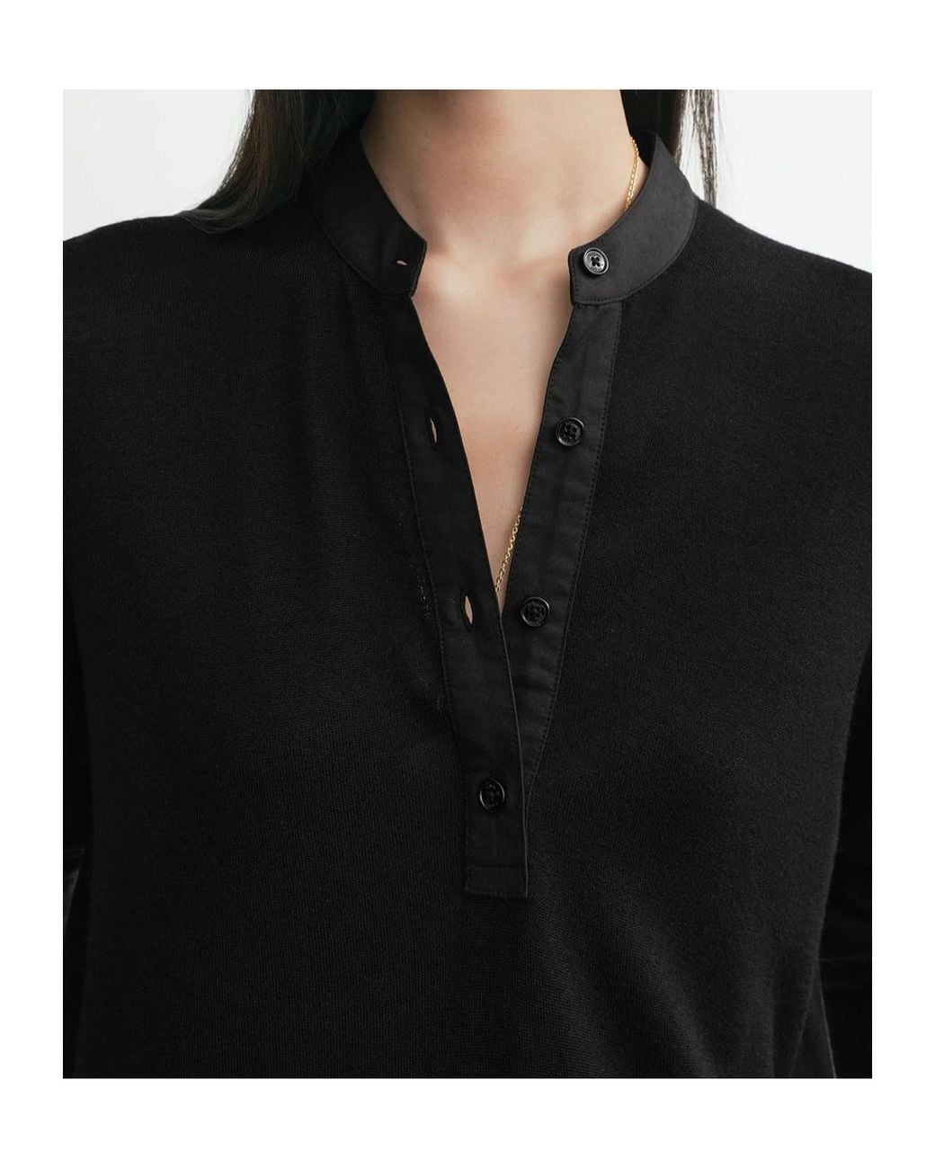 Totême Black Button-Placket Sweater