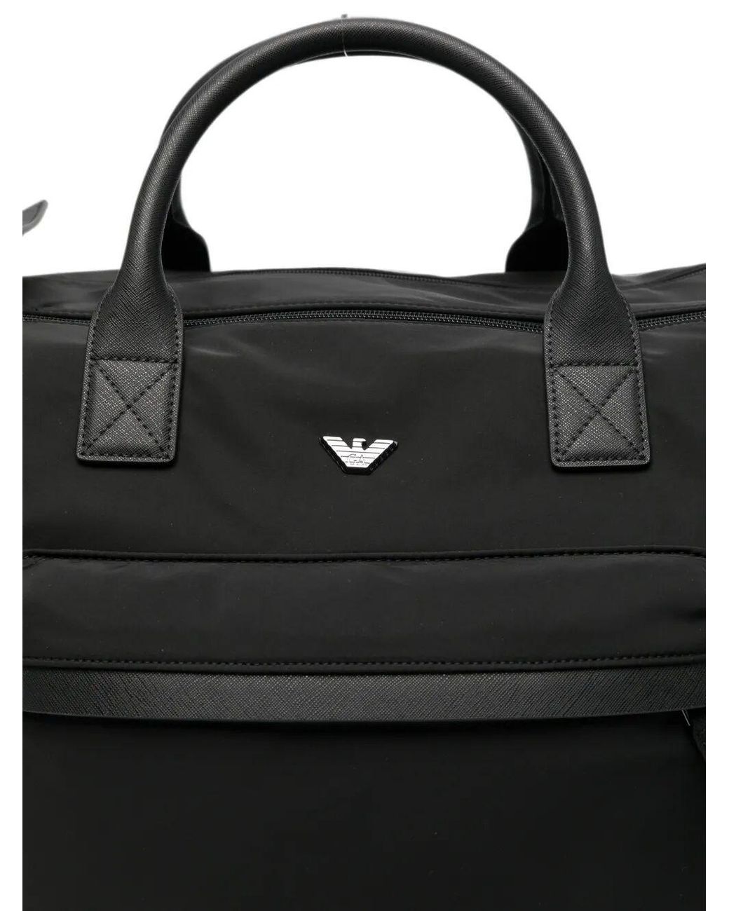 Emporio Armani Black Logo-Plaque Holdall for men