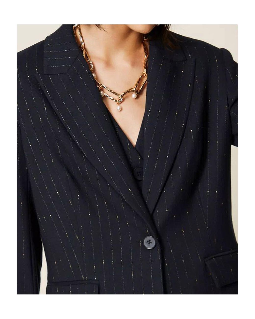 Twinset Blue Pinstriped Blazer