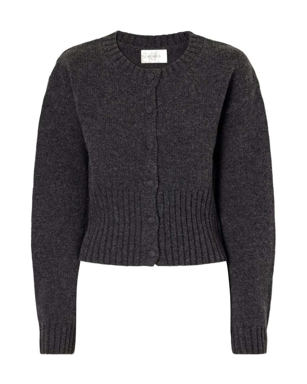 St. Agni Black Cropped Wool Cardigan