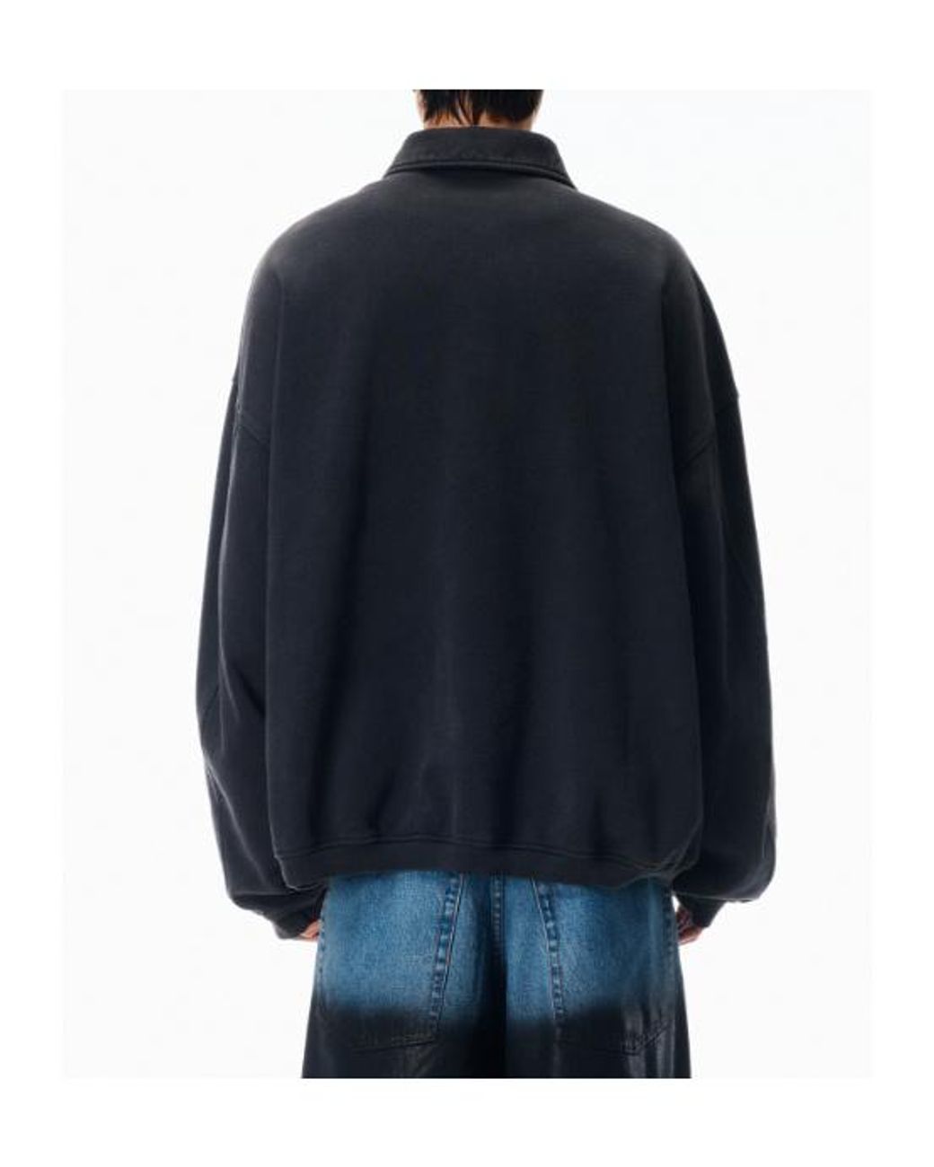 Alexander Wang Black Button Detailed Long-Sleeved Polo Shirt for men