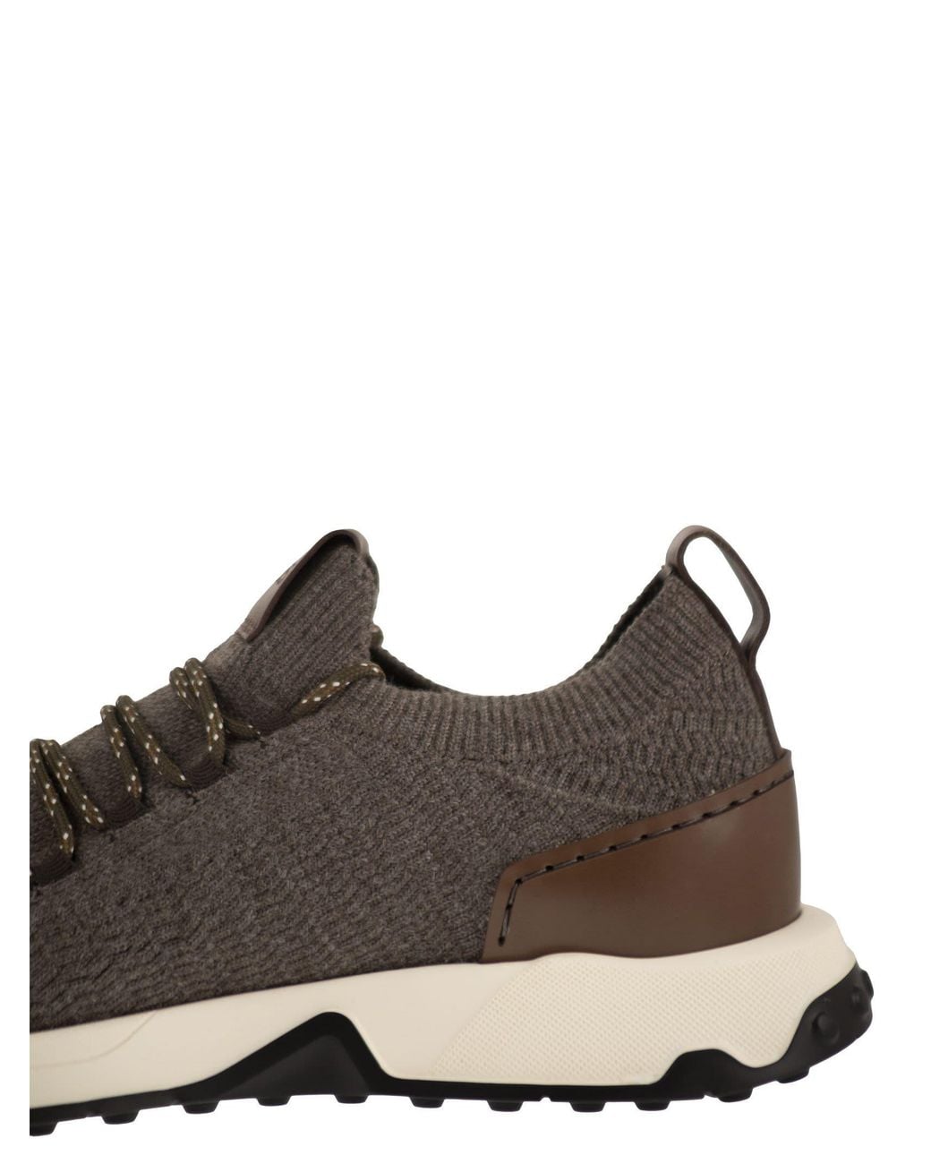 Tod's Brown Technical Fabric Sneakers With Leather Inserts for men