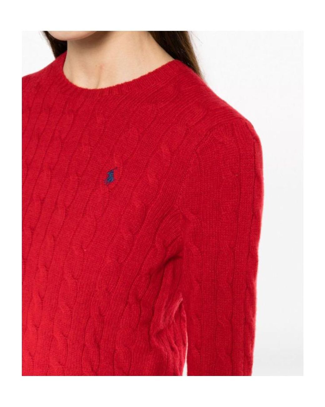 Polo Ralph Lauren Red Julianna Cable-Knit Jumper