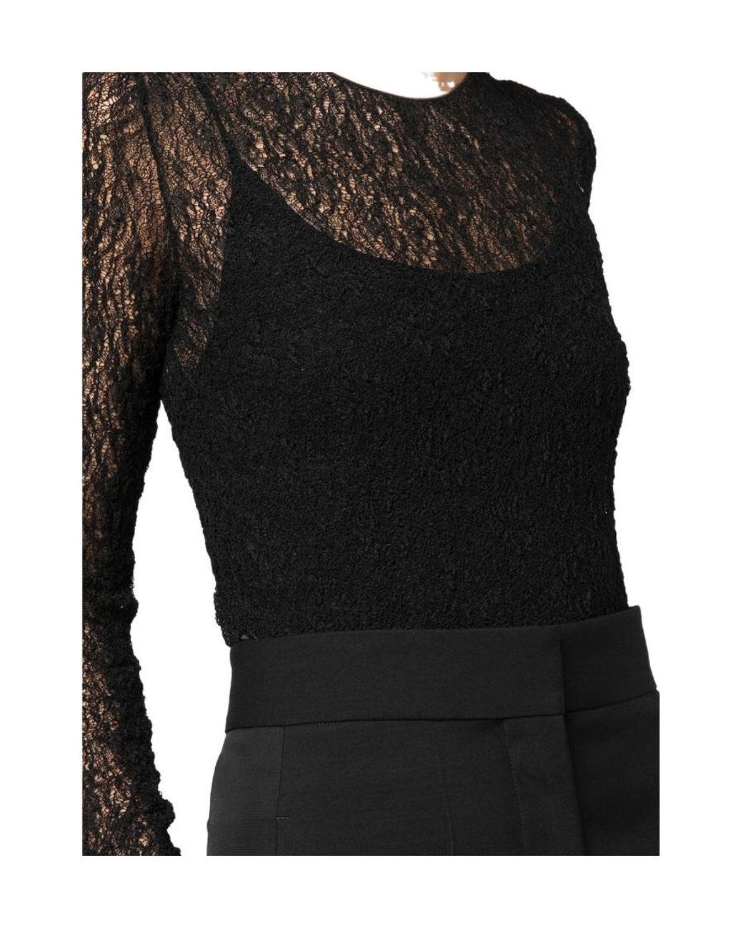 Uma Wang Side-Slit Open-Knit Crewneck Top in Black | Lyst