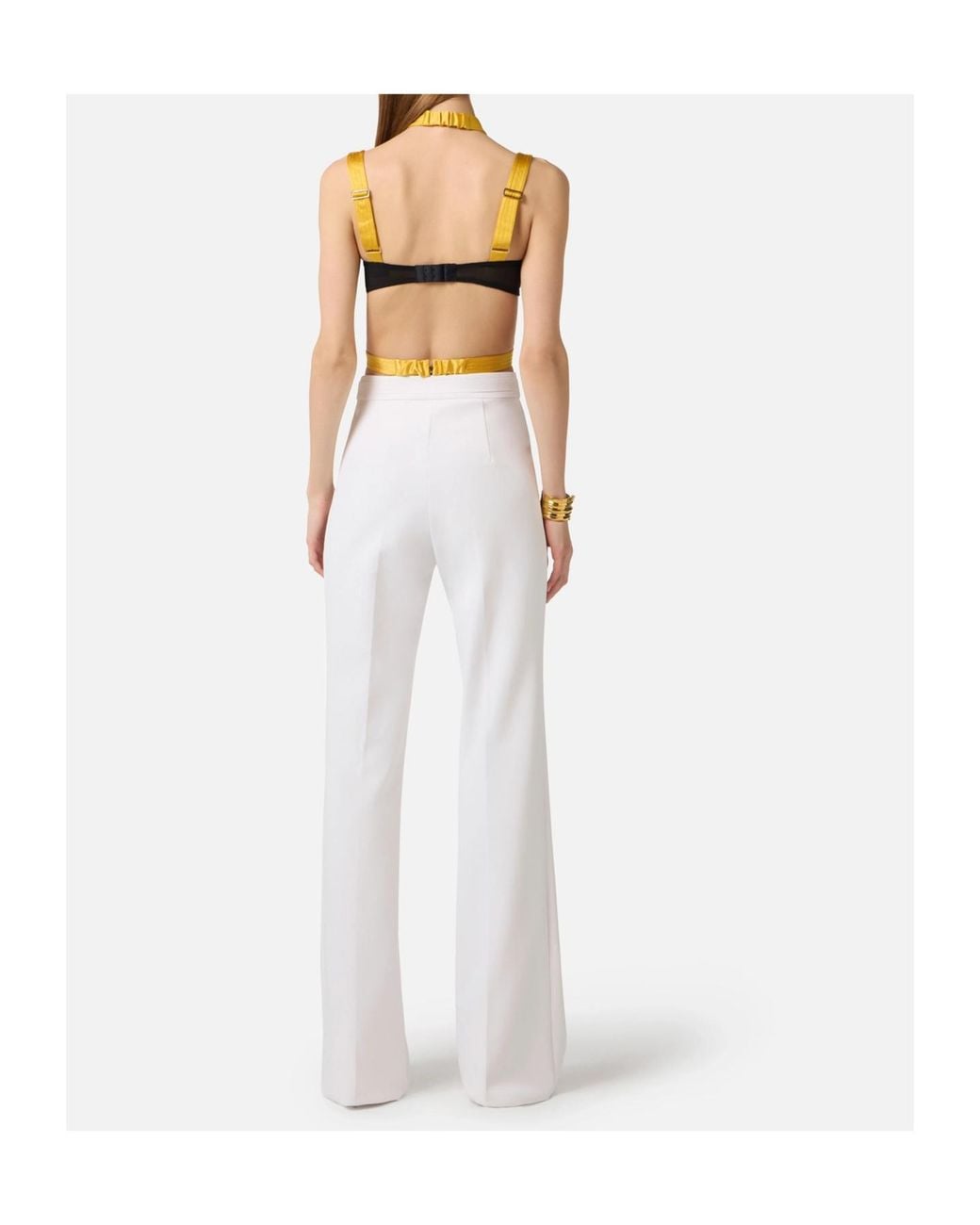 Elisabetta Franchi White Logo Embroidered Pants