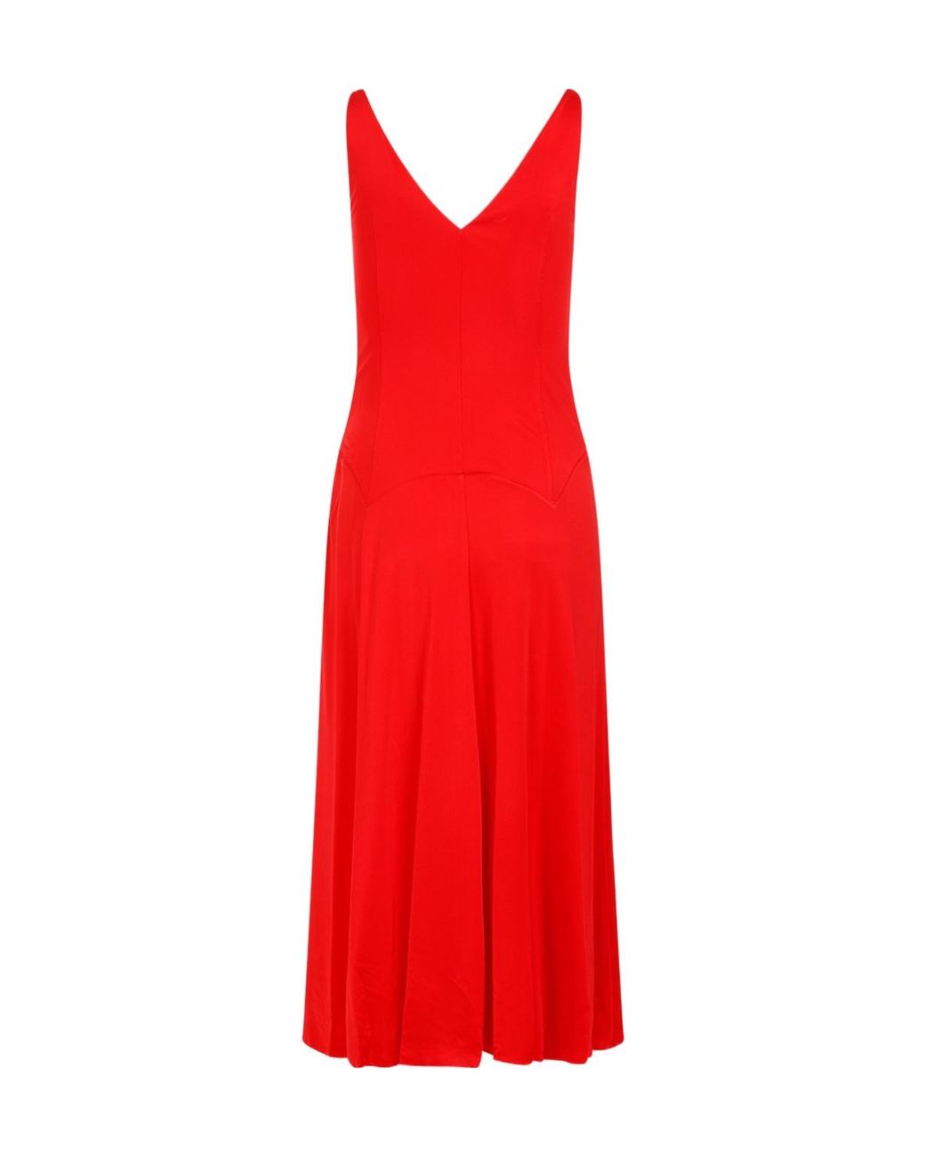 Lanvin Red Sleeveless A-Line Midi Dress