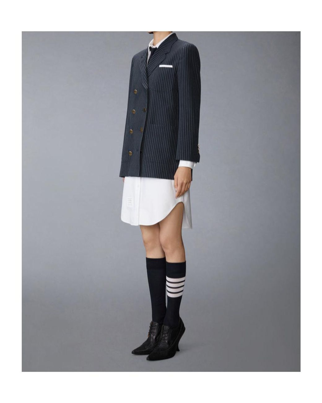 Thom Browne Blue Pinstripe Double-Breasted Jacket